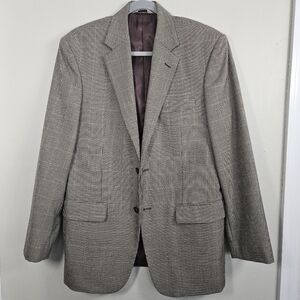 Pronto Uomo Brown Houndstooth Wool Blend Blazer Classic Mens Size 38 Regular